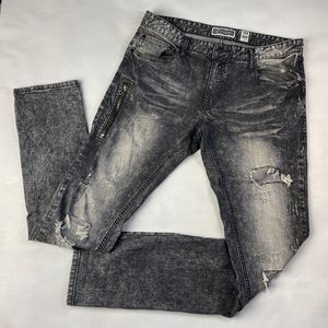 INC International Concepts "STOCKHOLM" Skinny JEANS! DISTRESSED Gray Black 34x34